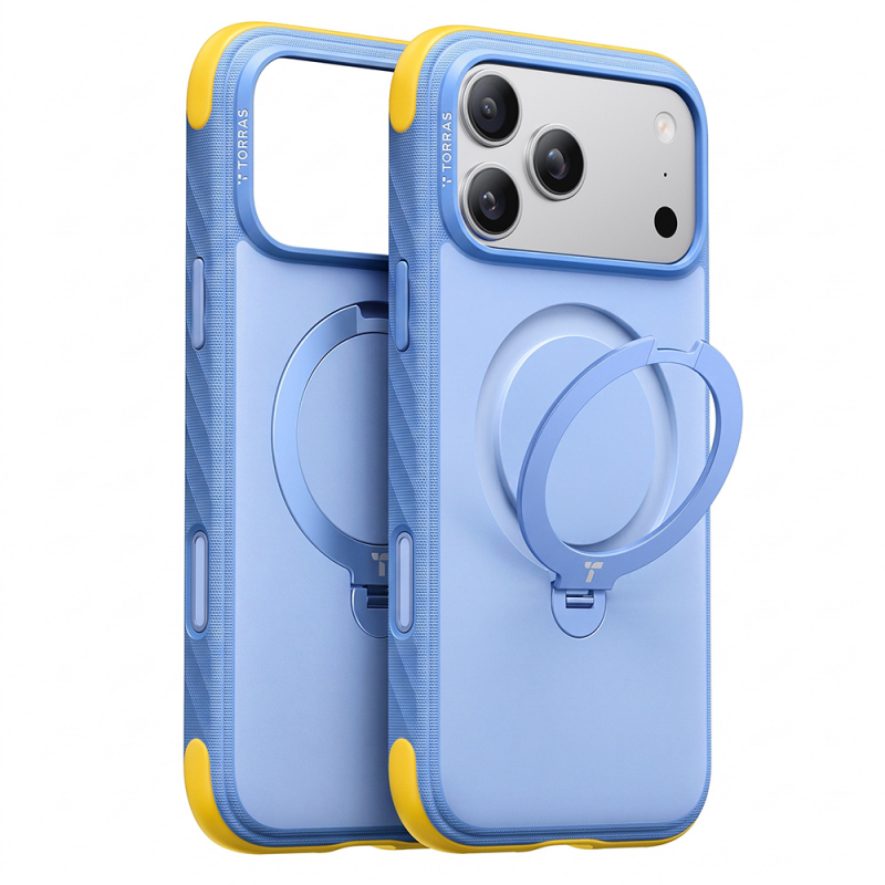 Husa MagSafe pentru Apple iPhone 18 Pro / 17 Pro, Torras, Ostand Q3 Rugged, Bleu