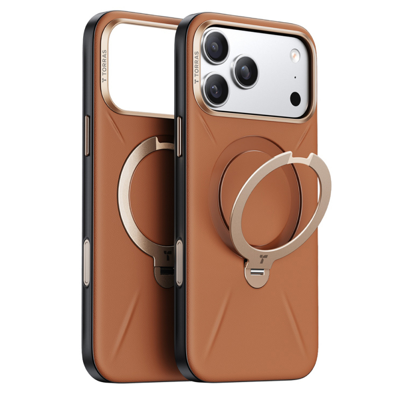 Husa MagSafe pentru Apple iPhone 18 Pro / 17 Pro, Torras, QPRO Leather, Maro