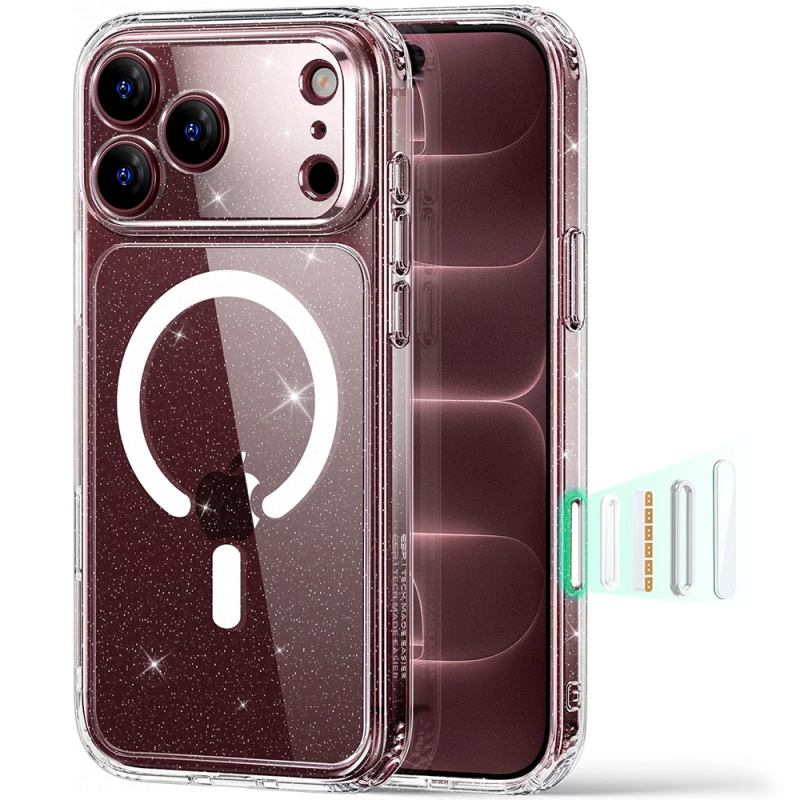 Husa MagSafe pentru Apple iPhone 18 Pro, ESR, Classic Hybrid Shimmer, Transparenta