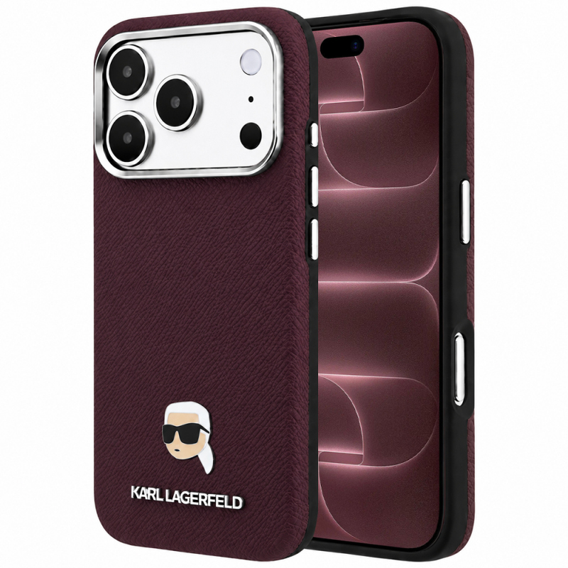 Husa MagSafe pentru Apple iPhone 18 Pro Max / 17 Pro Max, Karl Lagerfeld, Grained Karl Head\'s Metal, Visinie