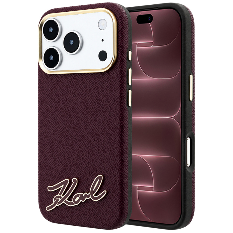 Husa MagSafe pentru Apple iPhone 18 Pro Max / 17 Pro Max, Karl Lagerfeld, Grained Resin Sign Logo, Visinie