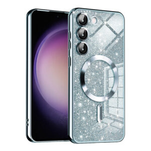 Husa MagSafe pentru Samsung Galaxy S23 S911, Techsuit, Luxury Glitter, Bleu