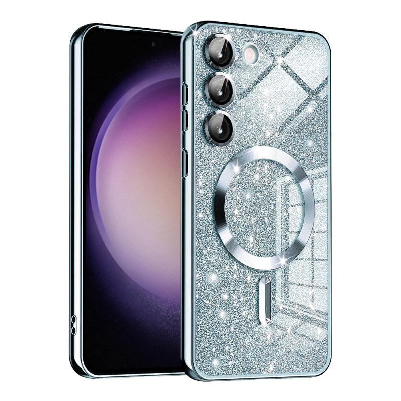 Husa MagSafe pentru Samsung Galaxy S23 S911, Techsuit, Luxury Glitter, Bleu