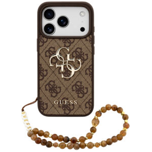 Husa pentru Apple iPhone 18 Pro / 17 Pro, Guess, 4G Classic Logo with Strap, Maro