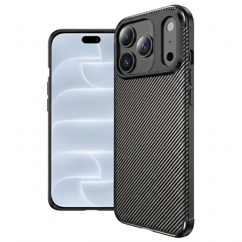 Husa pentru Apple iPhone 18 Pro / 17 Pro, Techsuit, CarbonFiber, Neagra