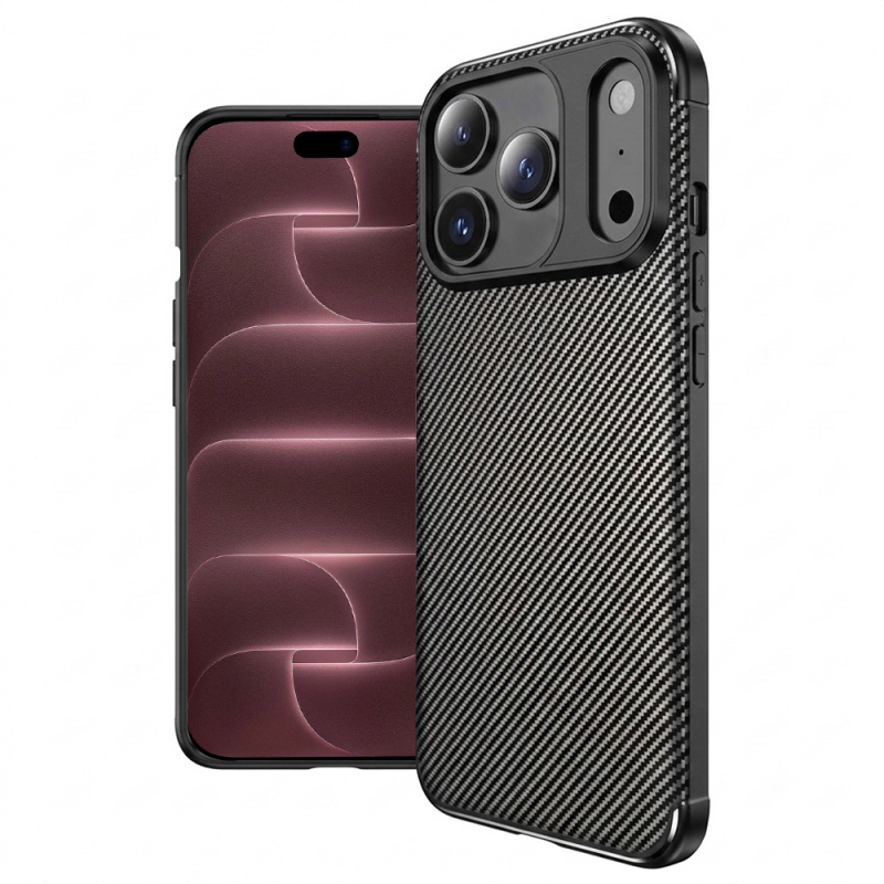 Husa pentru Apple iPhone 18 Pro Max / 17 Pro Max, Techsuit, CarbonFiber, Neagra