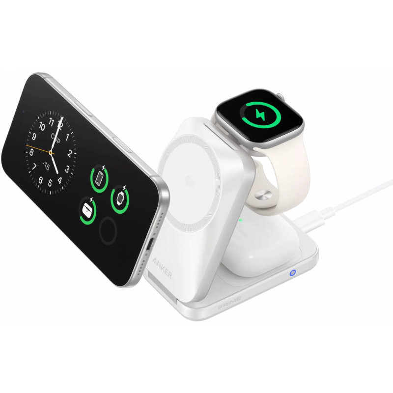 Incarcator Retea Wireless Anker Prime MagGo 3in1, 25W, Alb B25N1G21